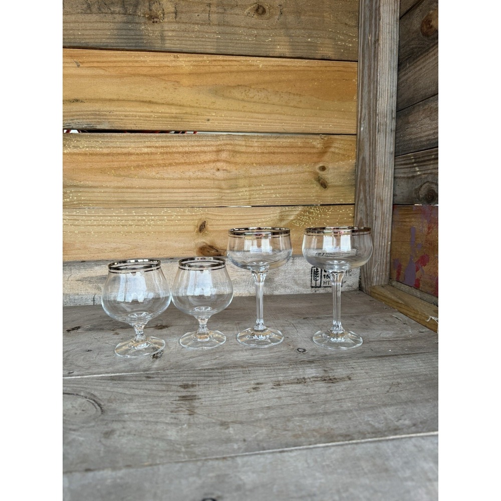 vintage CRYSTAL glasses 2 brandy sniffers 2 wine glasses